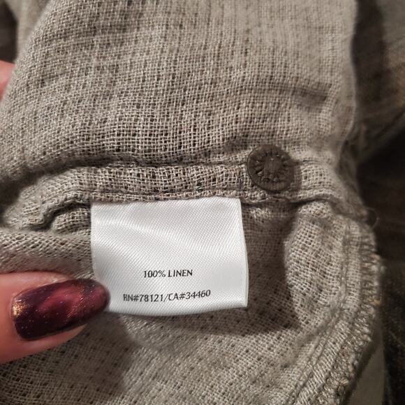 Eileen Fisher 100% Linen Blazer Jacket Womens Size L 3/4 Sleeve Lagenook Neutral - Picture 9 of 11